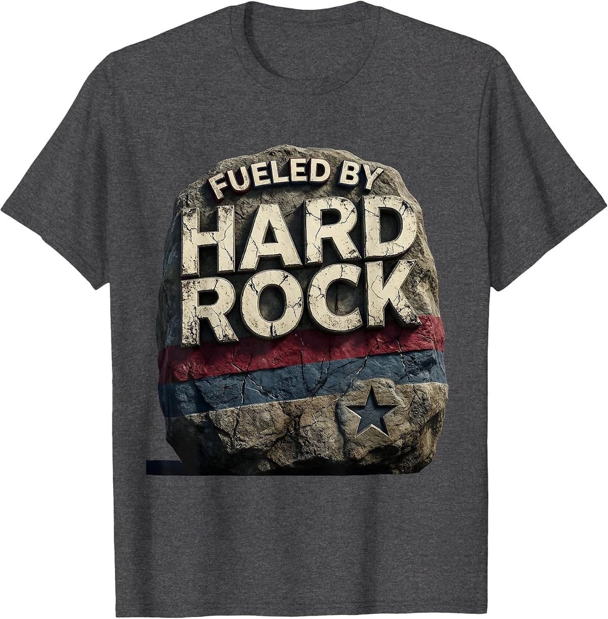 Fueled By Hard Rock Music Lover Design T-Shirt - Dark Heather Grey