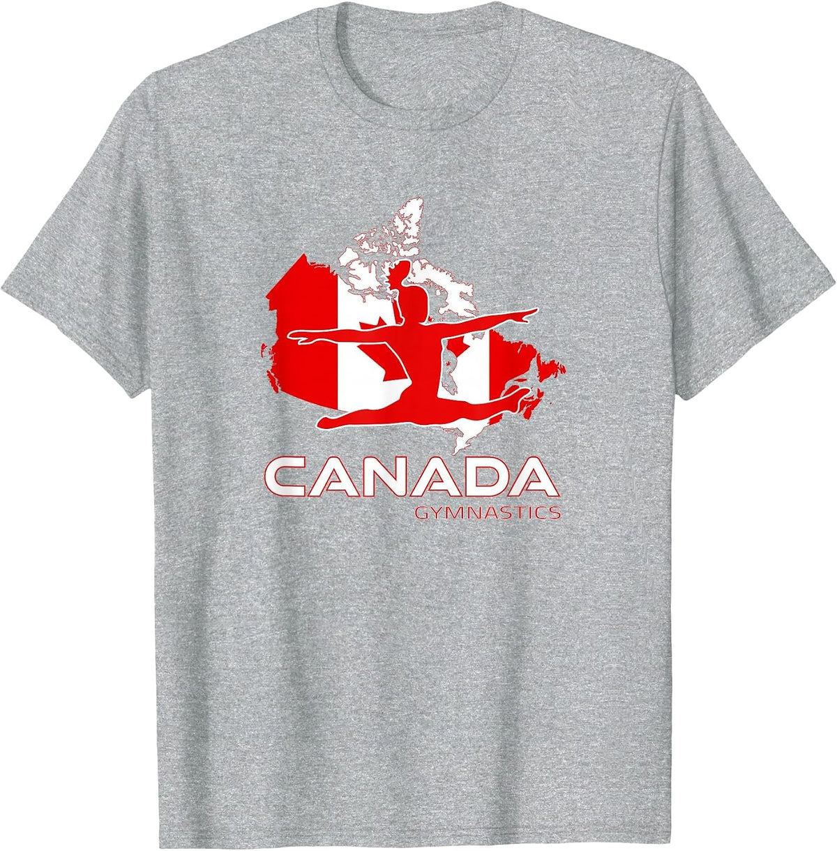 Canada Flag Art Acrobat Girls Tumbling Team Canadian Gymnast T-Shirt - Heather Grey