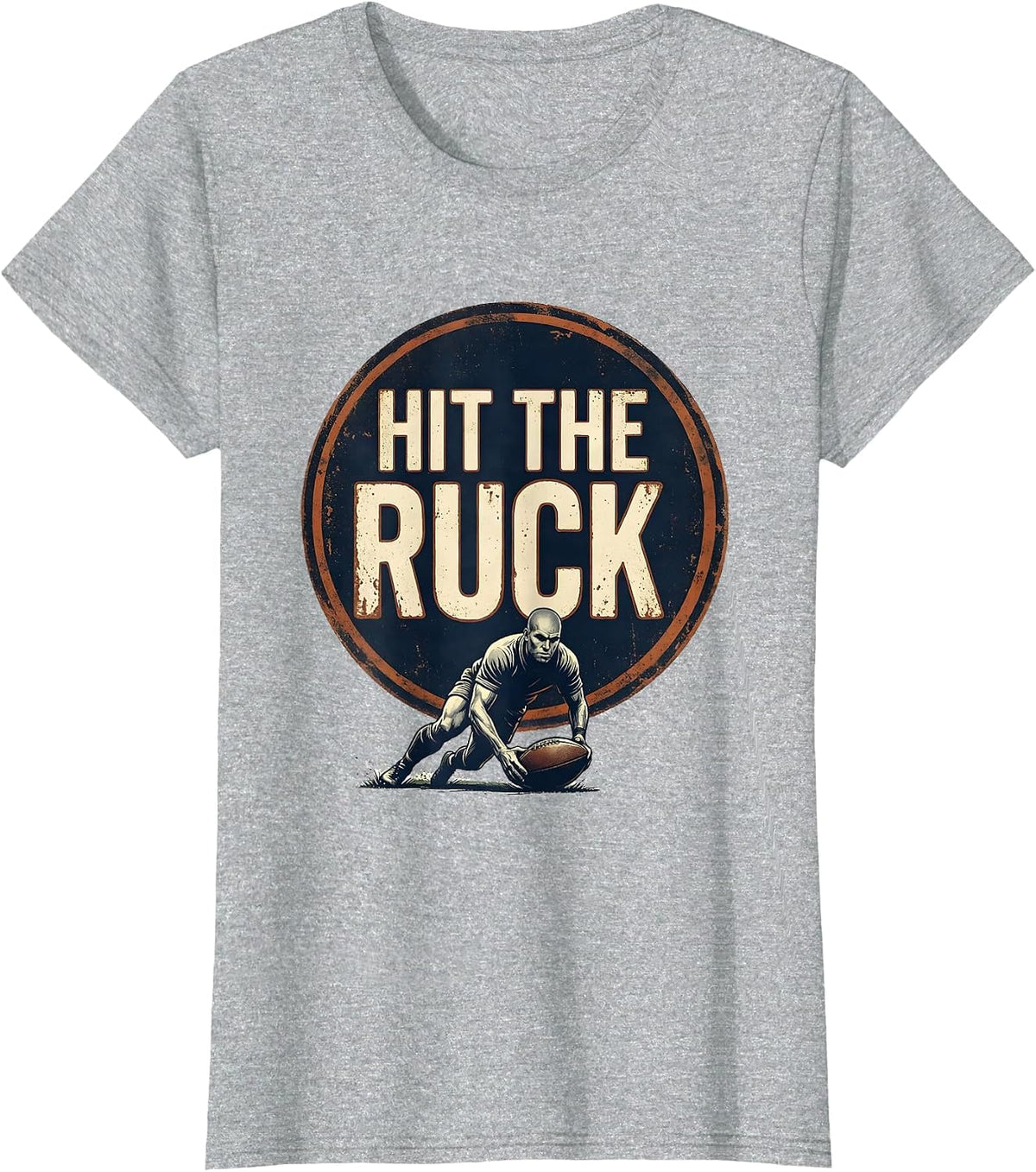 Women's Hit The Ruck Vintage Rugby Player Coach Fan Humor T-Shirt - Heather Grey