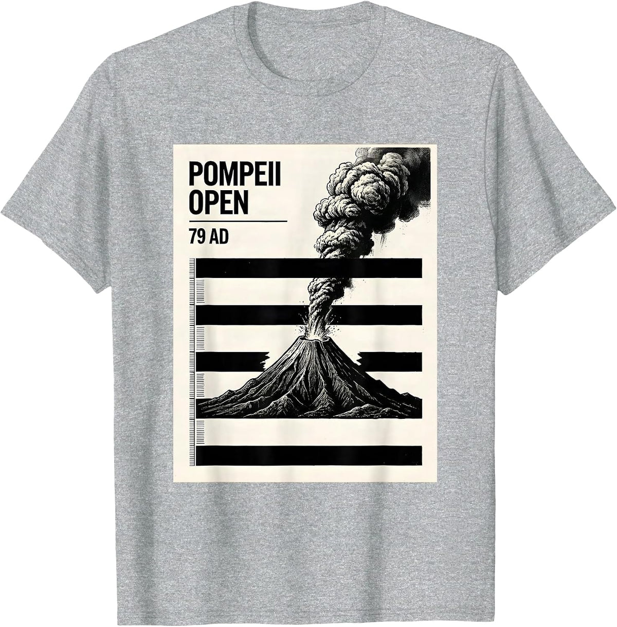 Men's Pompeii Open 79 AD Funny Volcano History Geography Humor T-Shirt - Heather Grey