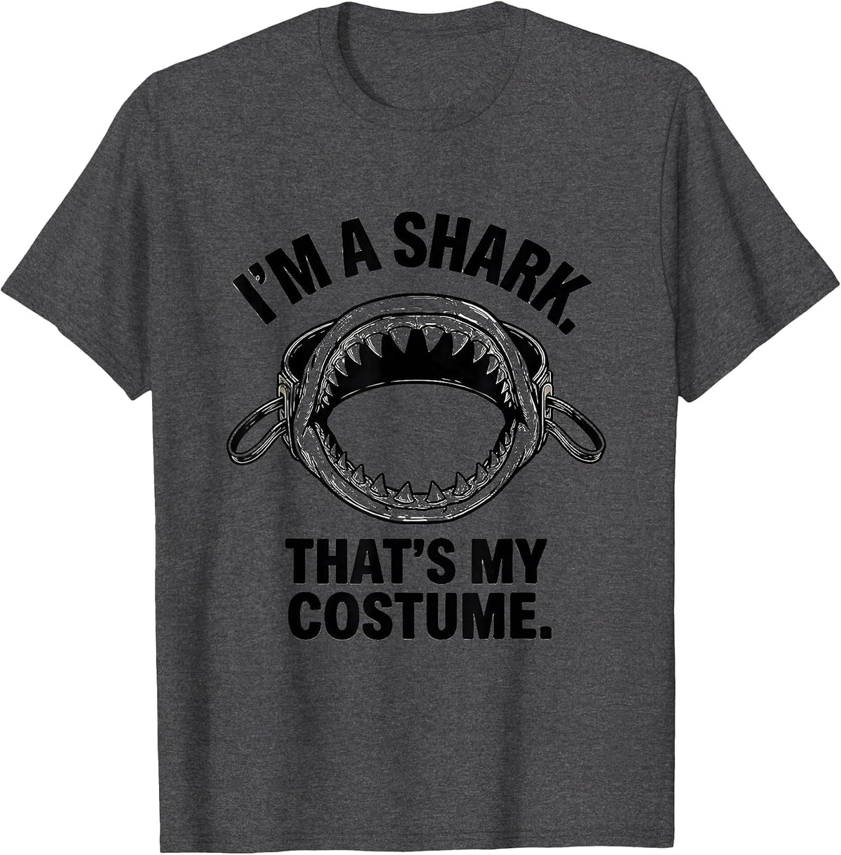 Men's I'm A Shark That's My Costume Funny Shark Jaw Halloween T-Shirt - Dark Heather Grey