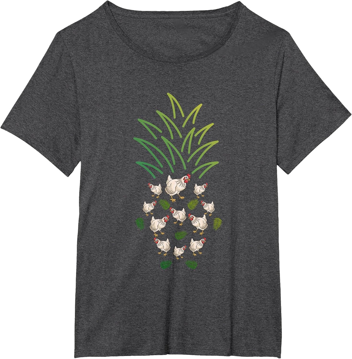 Cute Farm Animal Funny Chicken Pineapple T-Shirt - Dark Heather Grey