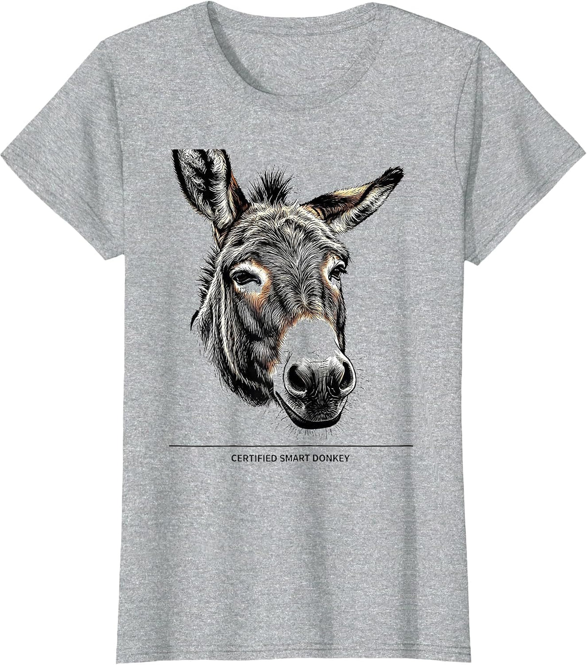 Women's Certified Smart Donkey Funny Farm Animal Humor Donkey Lover T-Shirt - Heather Grey