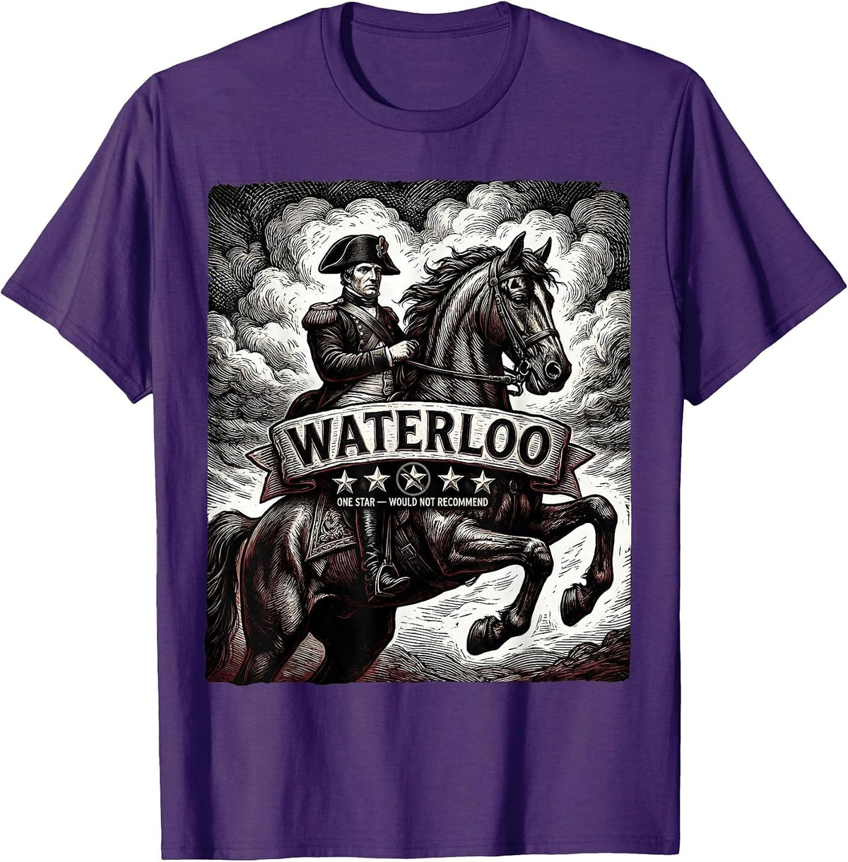 Waterloo: One Star, Would Not Recommend Funny History T-Shirt - Purple