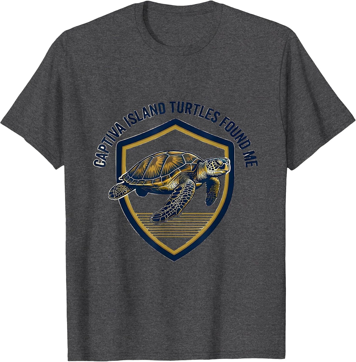 Men's Captiva Island Turtles Found Me Emblem Sea Turtle Lover T-Shirt - Dark Heather Grey