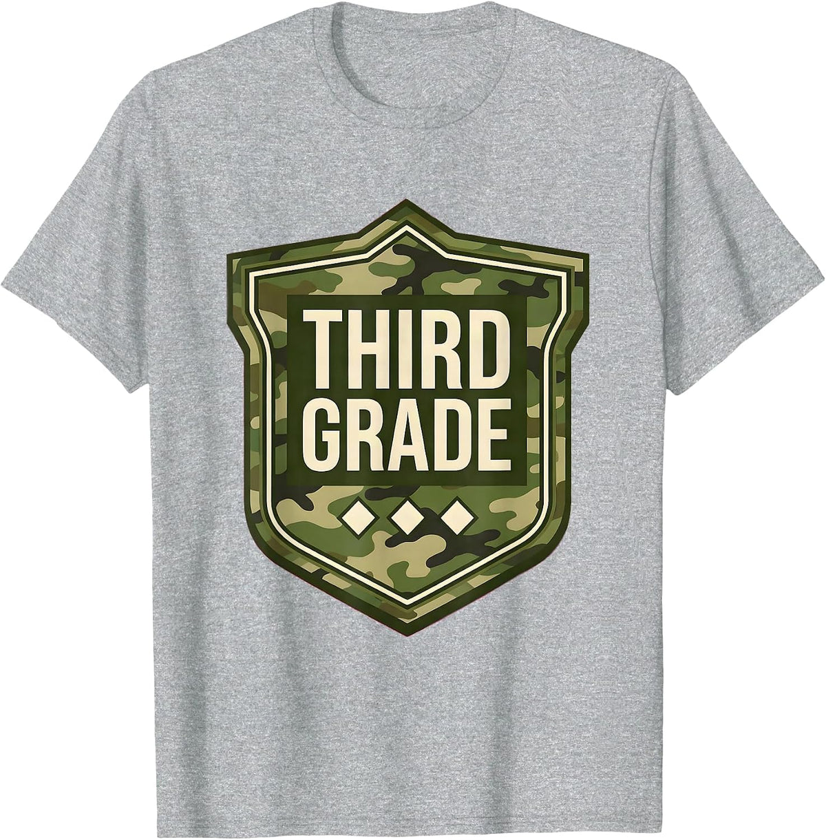 Men's Third Grade Camo Back To School Boys Grade Badge T-Shirt - Heather Grey