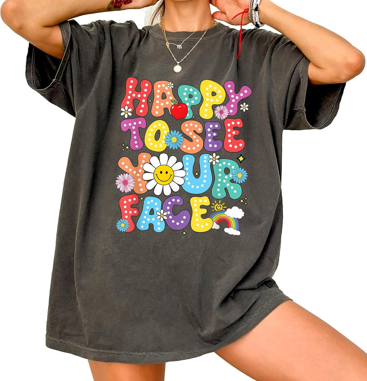 Back to School Shirt Teacher Happy Face Tshirt - Sunshinepolkadots