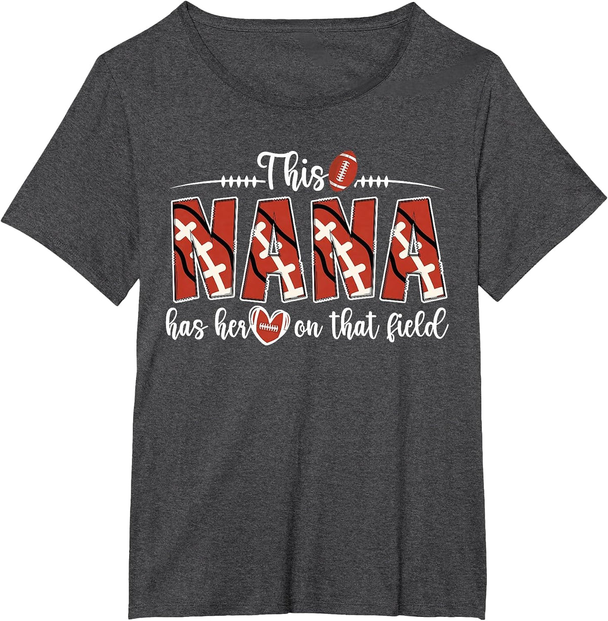 Football Nana of A Football Player Nana T-Shirt - Dark Heather Grey