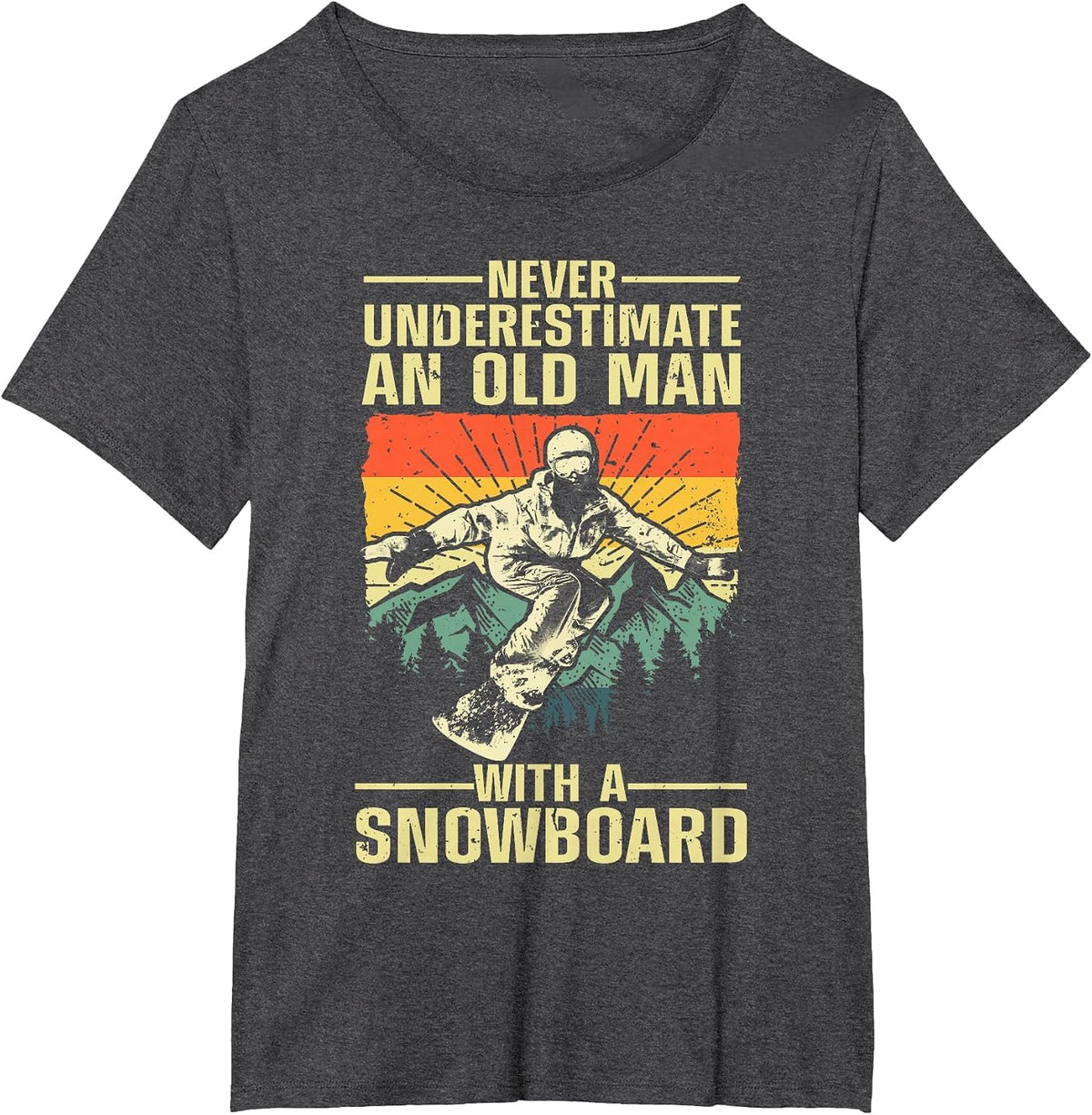 Cool Snowboarding Art for Men Grandpa Dad Winter Snowboarder T-Shirt - Dark Heather Grey