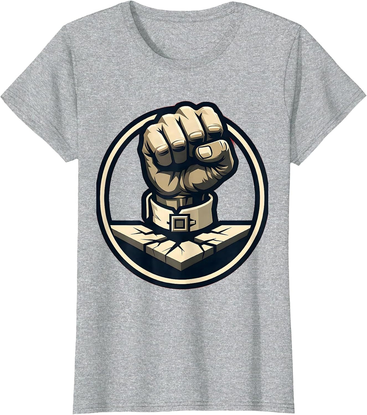 Fist Slam Boardroom Power Graphic T-Shirt - Heather Grey