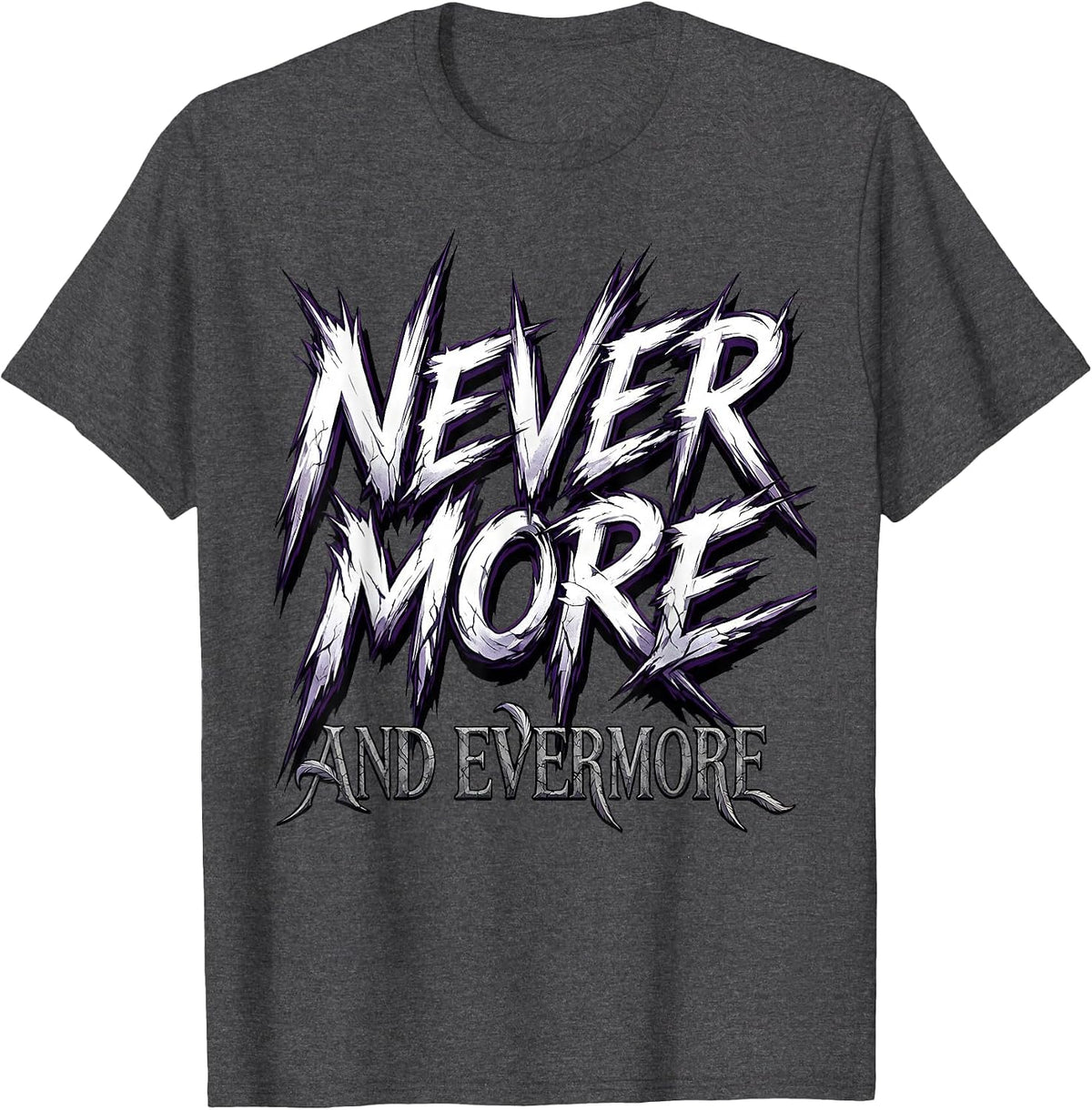 Men's Nevermore Evermore Gothic Raven Halloween Design T-Shirt - Dark Heather Grey