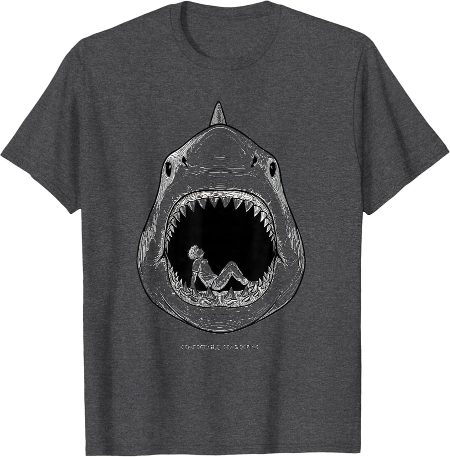 Men's Comfortable, Considering Funny Shark Jaw Halloween Costume T-Shirt - Dark Heather Grey