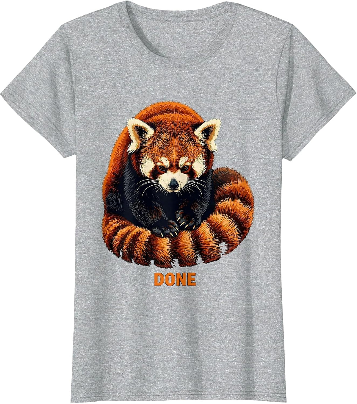 Women's Done Retro Stencil Red Panda Lover Animal Enthusiast Gift T-Shirt - Heather Grey
