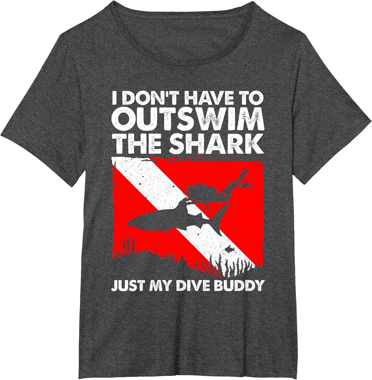 Funny Scuba Diving Design for Men Women Shark Diving Buddy T-Shirt - Dark Heather Grey