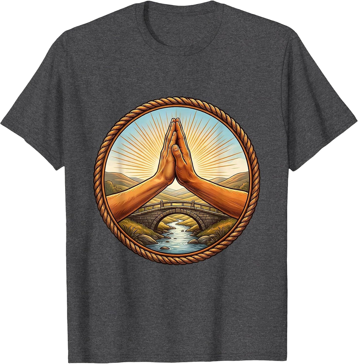 School Counselor High Five Bridge Graphic T-Shirt - Dark Heather Grey