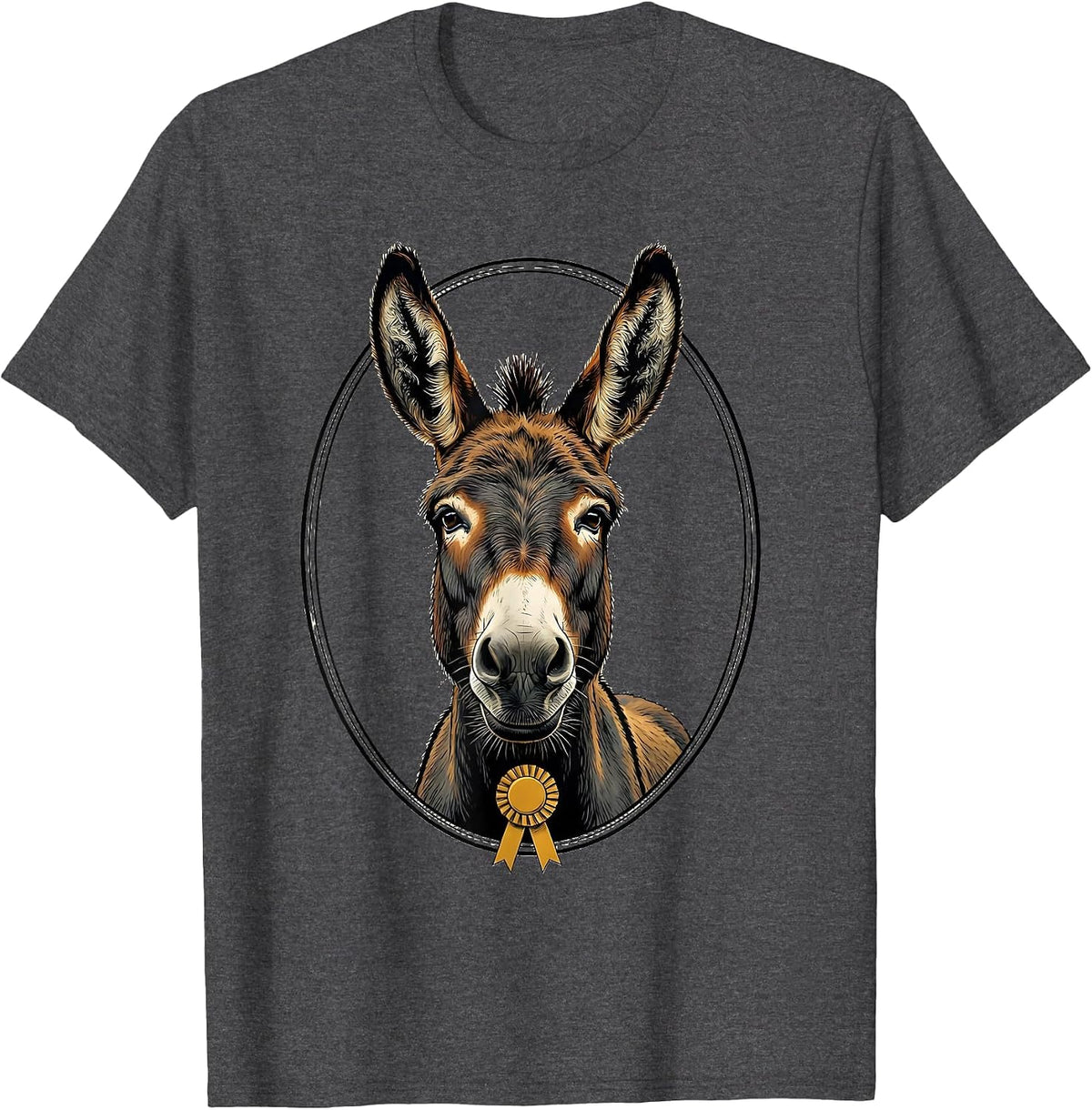 Men's Donkey Portrait Funny Animal Lover Vintage Humor T-Shirt - Dark Heather Grey