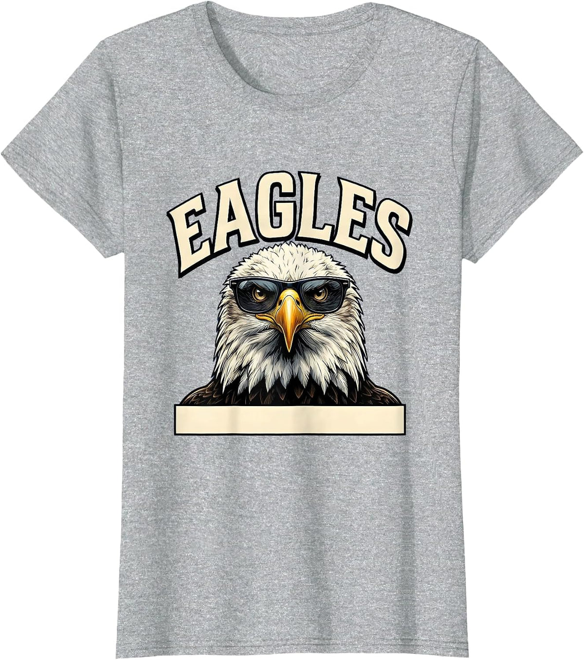Women's EAGLES Funny Bald Eagle Sunglasses Mascot Humor T-Shirt - Heather Grey