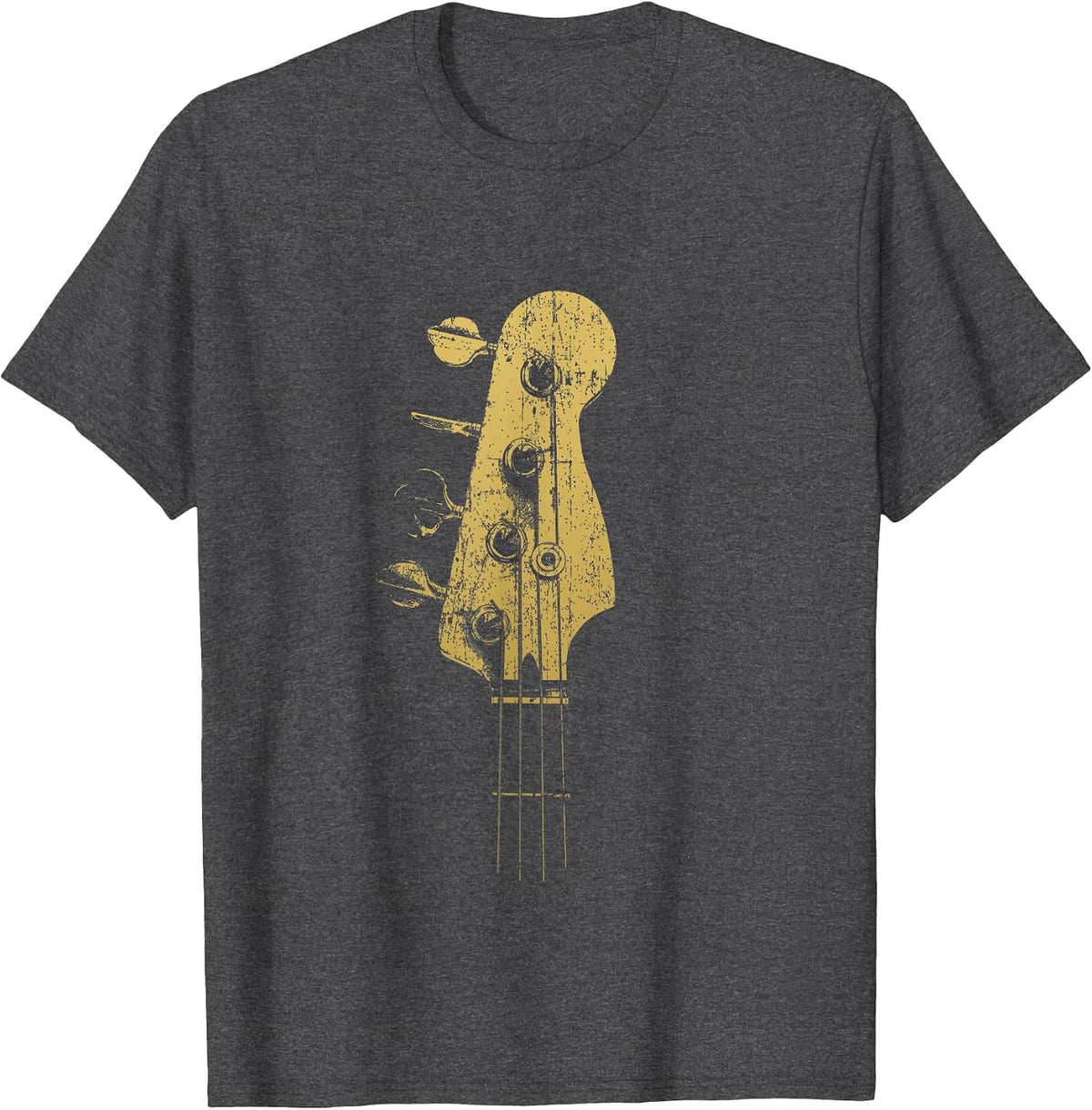 Vintage Bass Guitar Classy Headstock for Bassist T-Shirt - Dark Heather Grey