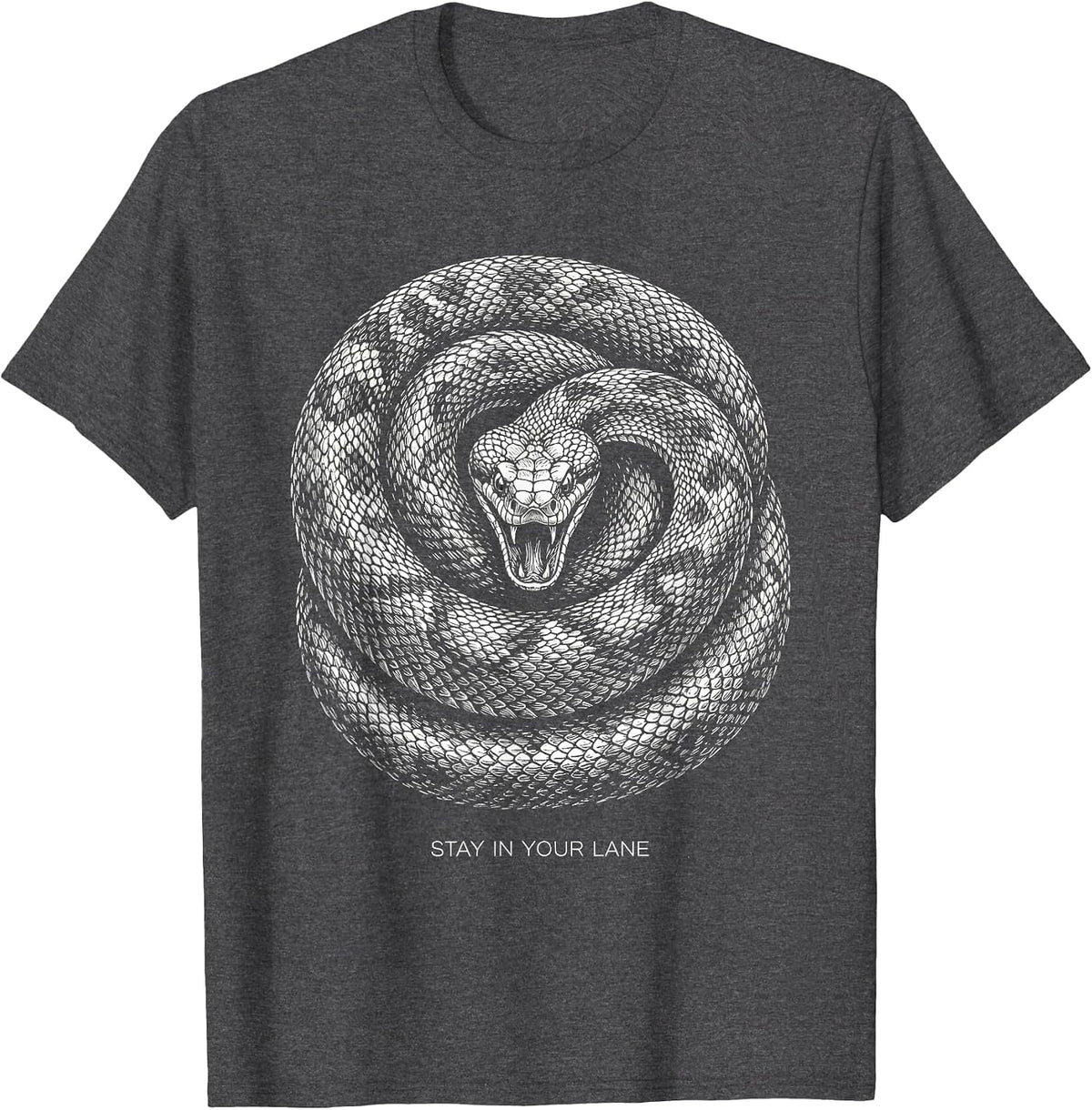 Stay In Your Lane Bold Attitude Graphic Design T-Shirt - Dark Heather Grey