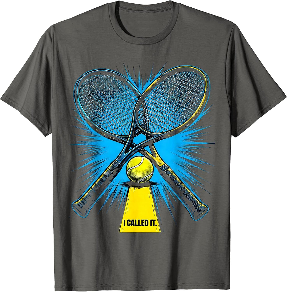 Men's I Called It Funny Tennis Player Comic Book Novelty T-Shirt - Asphalt Grey