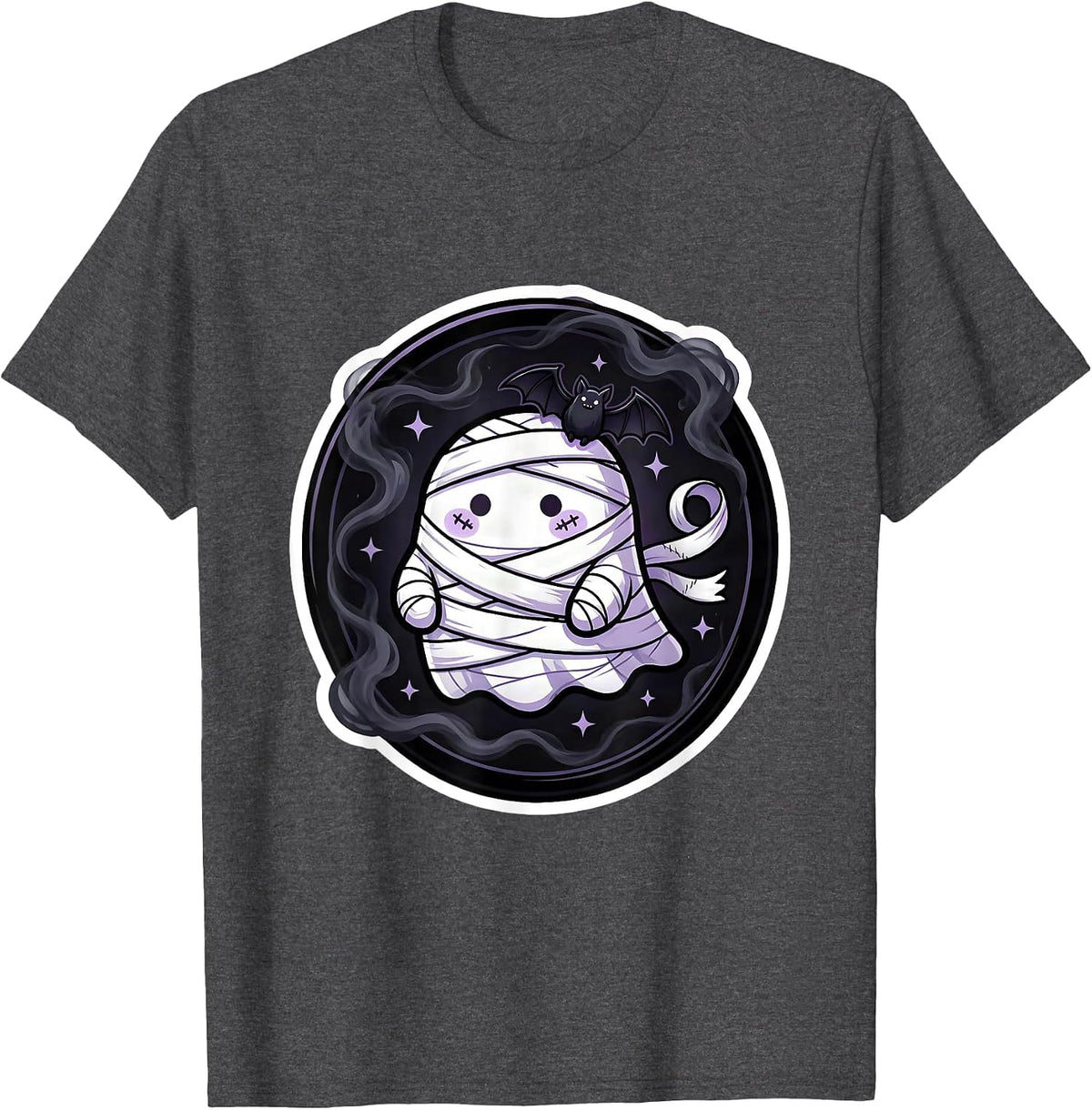 Emo Bandage Unraveling Into Dark Smoke Design T-Shirt - Dark Heather Grey