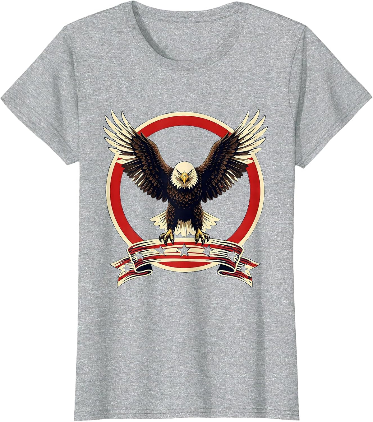 Women's Bald Eagle American Flag Patriotic Graphic T-Shirt - Heather Grey