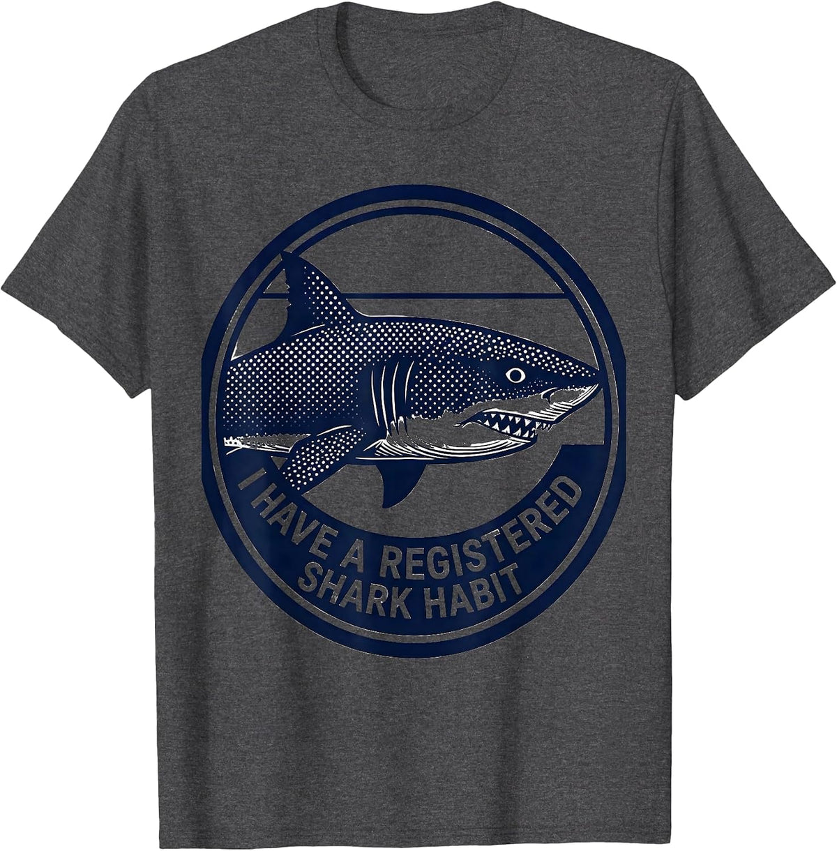 Men's I Have A Registered Shark Habit Funny Shark Lover Ocean T-Shirt - Dark Heather Grey