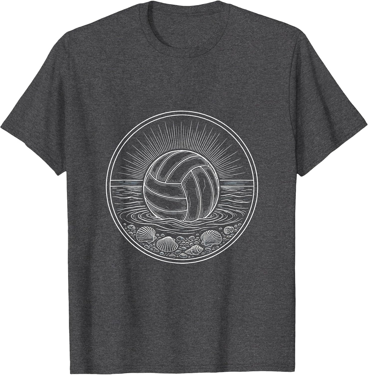 Sun-Bleached Volleyball on the Shoreline T-Shirt - Dark Heather Grey