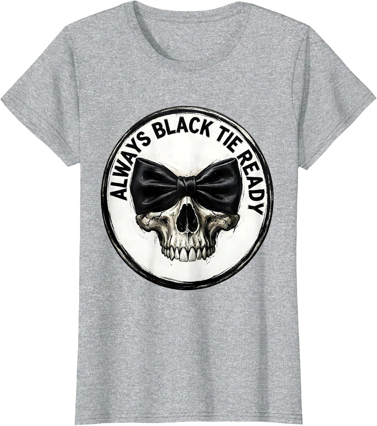 Women's Always Black Tie Ready Tuxedo Graphic Design T-Shirt - Heather Grey