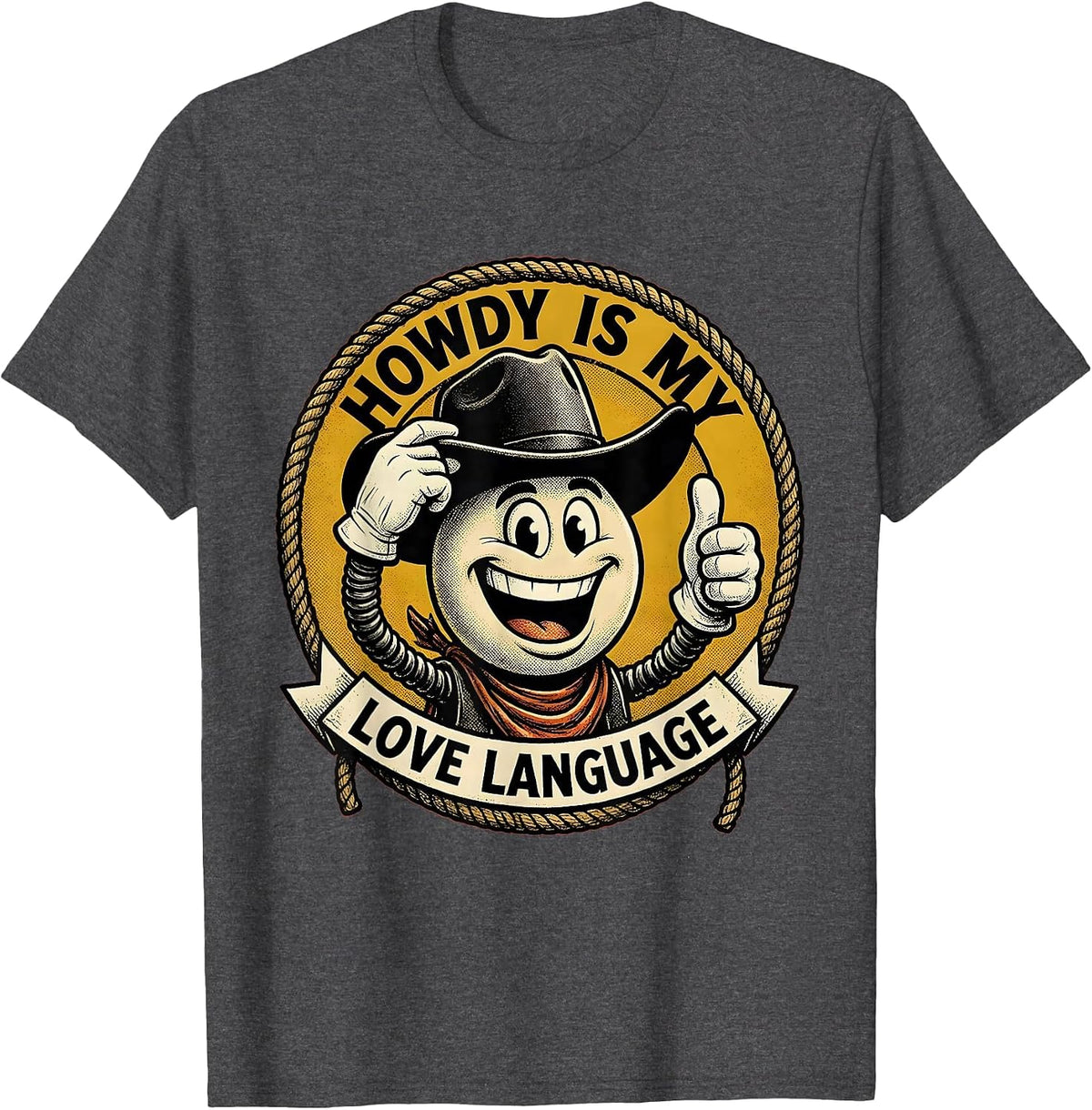 Men's Howdy Is My Love Language Western Design T-Shirt - Dark Heather Grey