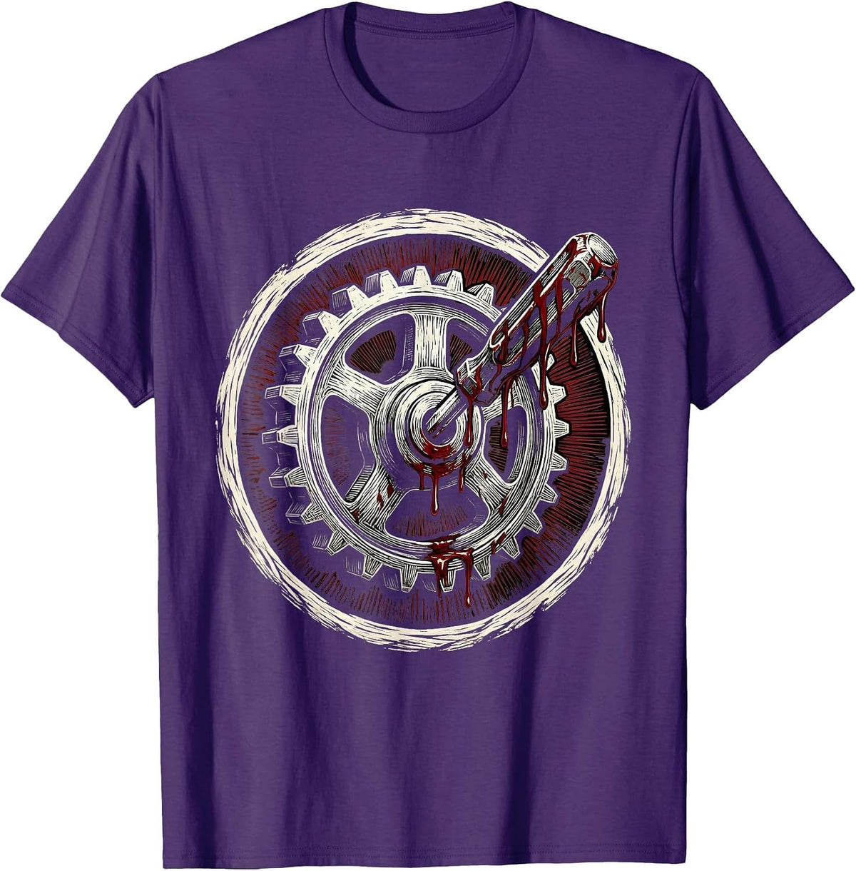 Men's Bloody Screwdriver Gear Problem Solved Graphic T-Shirt - Purple