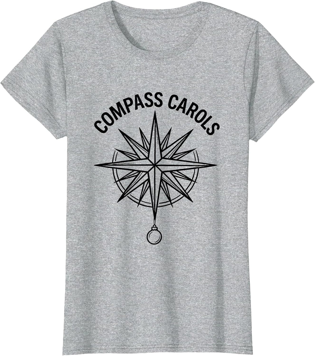Compass Carols Teacher Christmas Humor Gift T-Shirt - Heather Grey