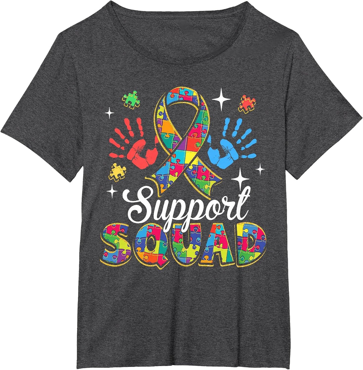 Autism Awareness Autism Support Squad Family T-Shirt - Dark Heather Grey