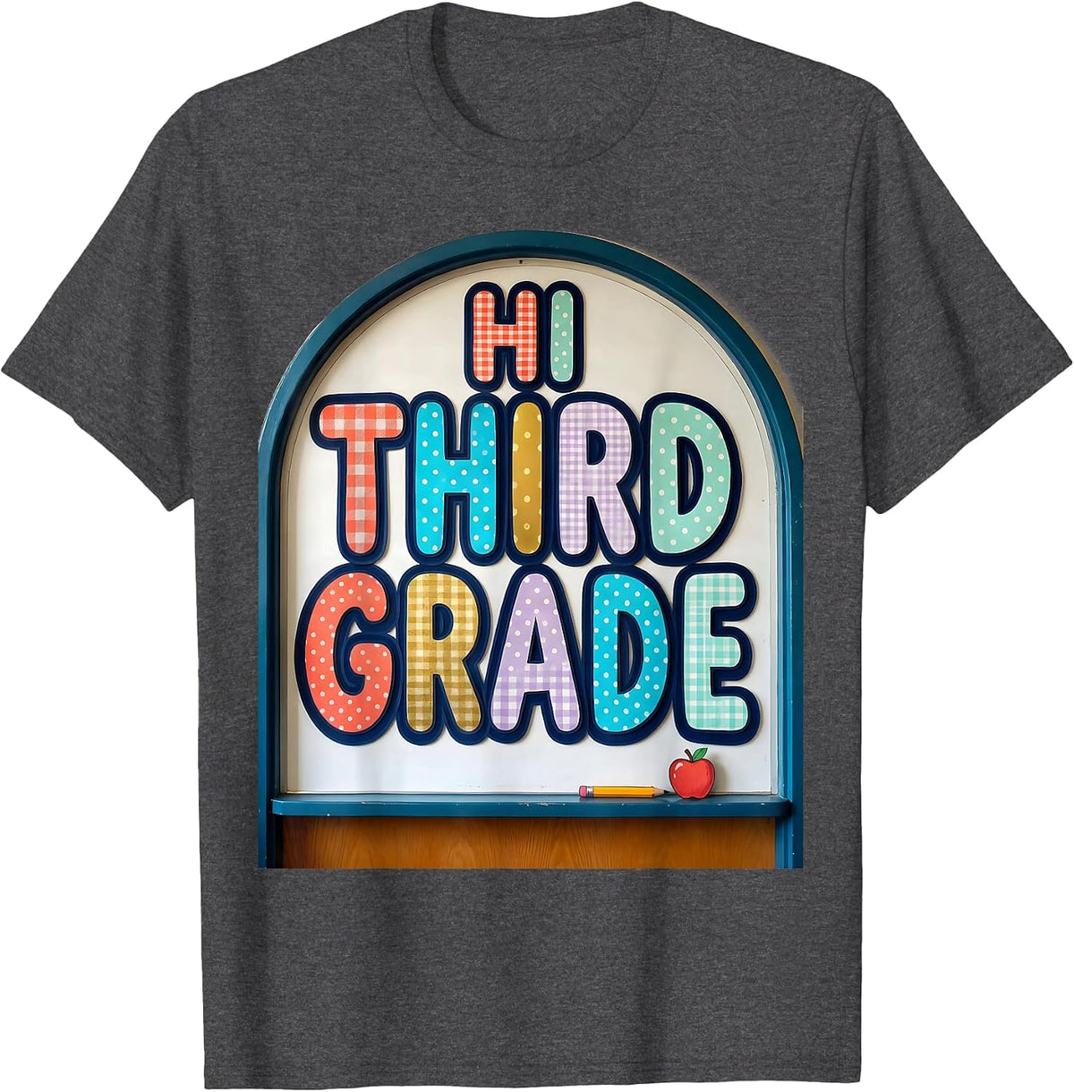Hi Third Grade Colorful Back To School Kids First Day T-Shirt - Dark Heather Grey