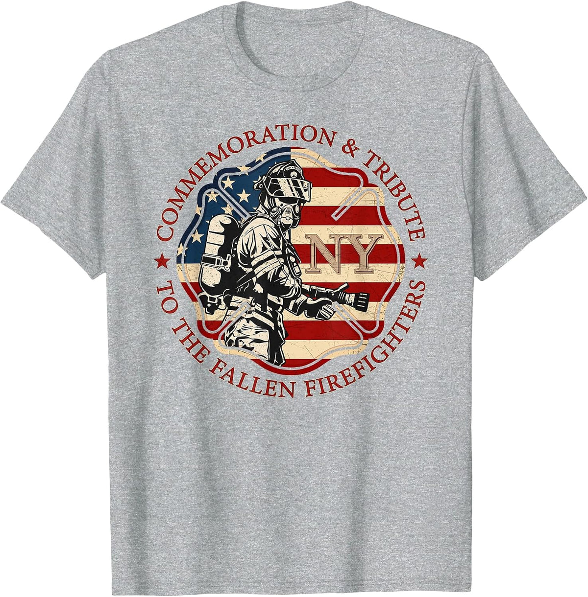 The Fallen Firefighters of New York New York Fire Department T-Shirt - Heather Grey