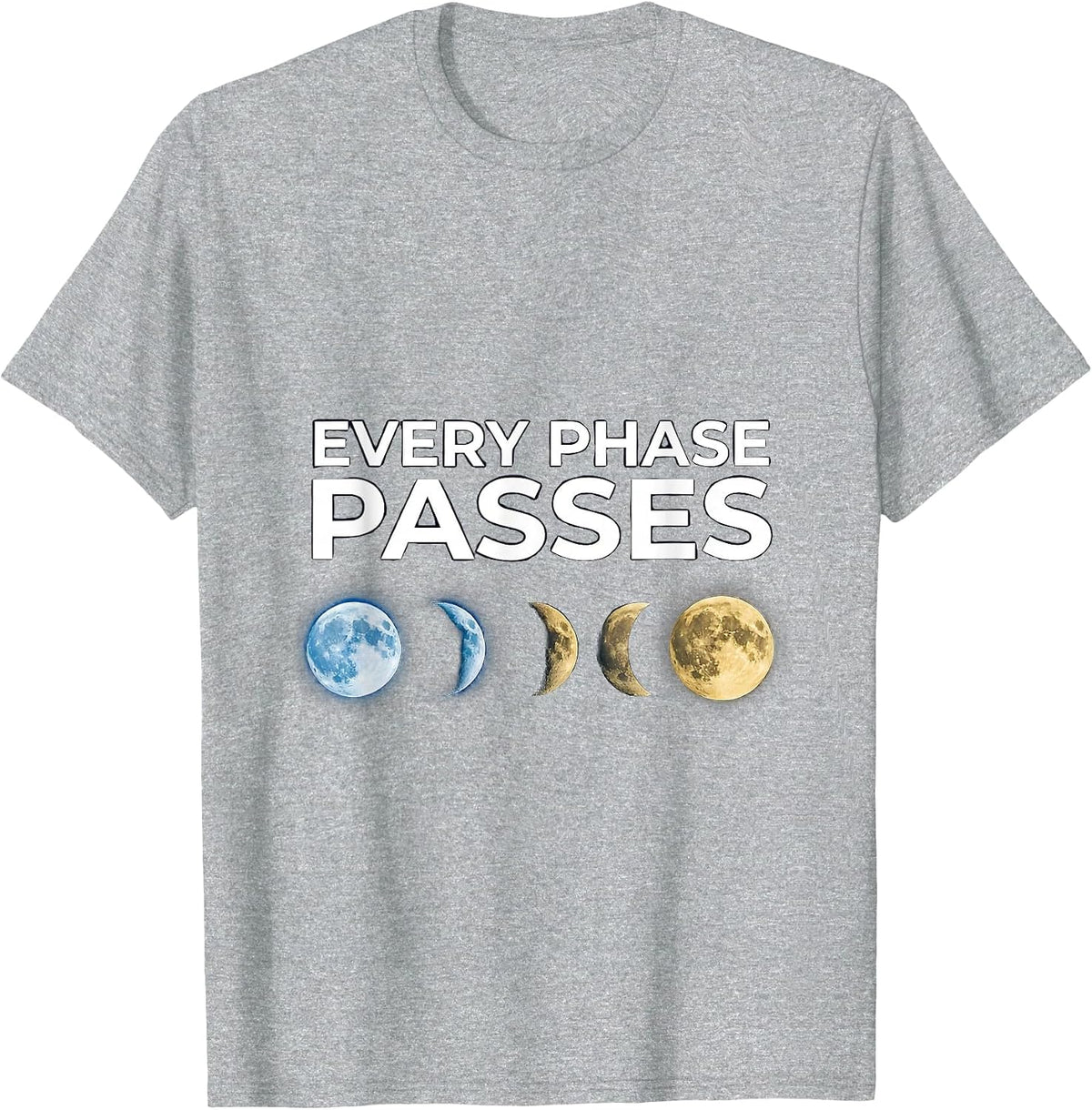 Men's Every Phase Passes Cosmic Moon Phases Astronomy Celestial T-Shirt - Heather Grey