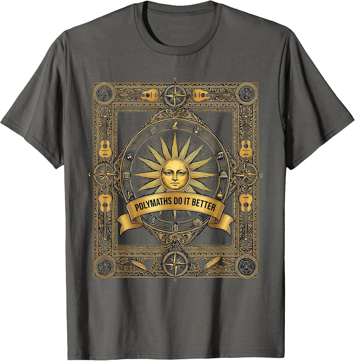 Polymaths Do It Better Renaissance Man Design T-Shirt - Asphalt Grey