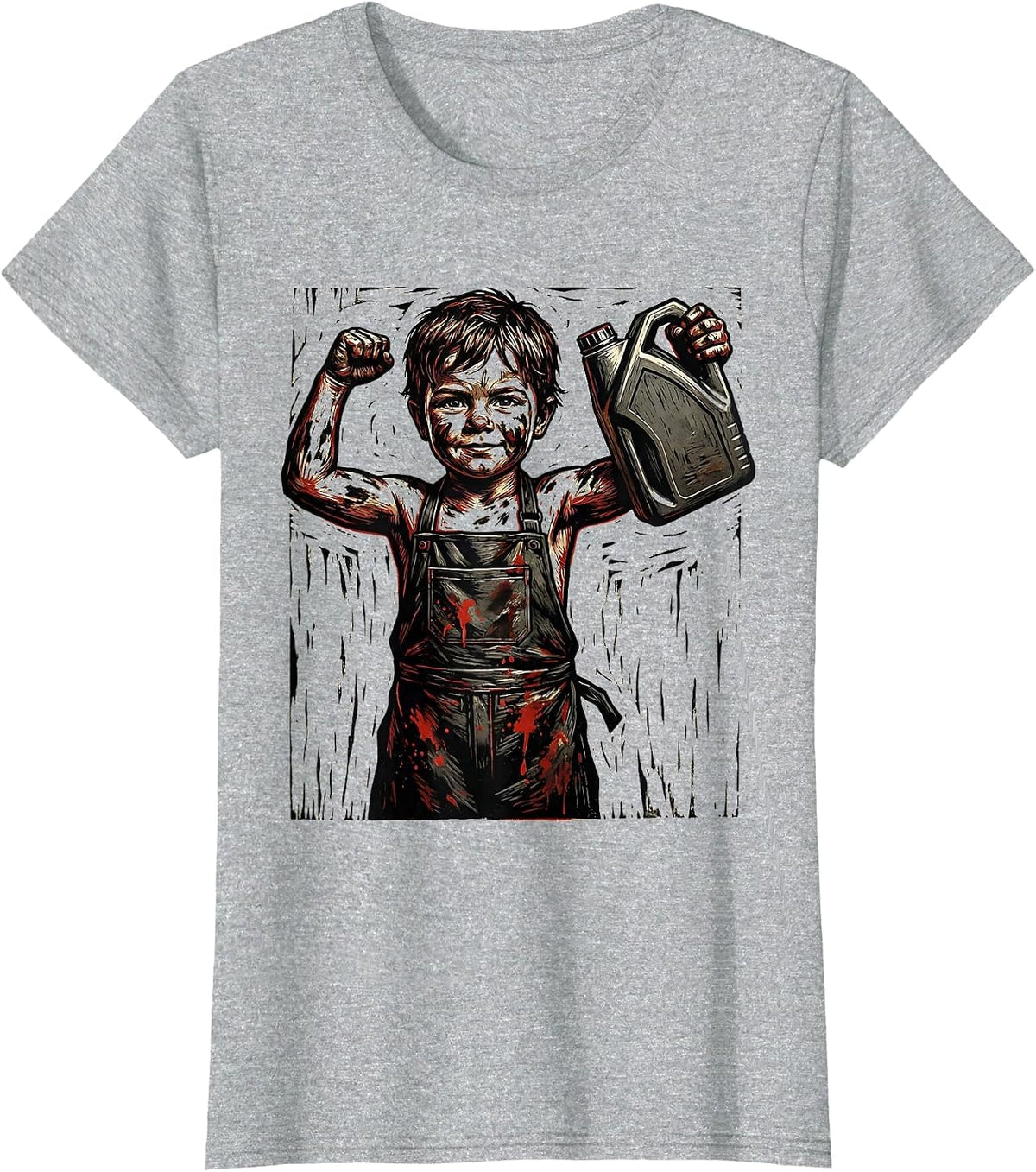 Women's Teach Kids to Change Oil Graphic Design T-Shirt - Heather Grey