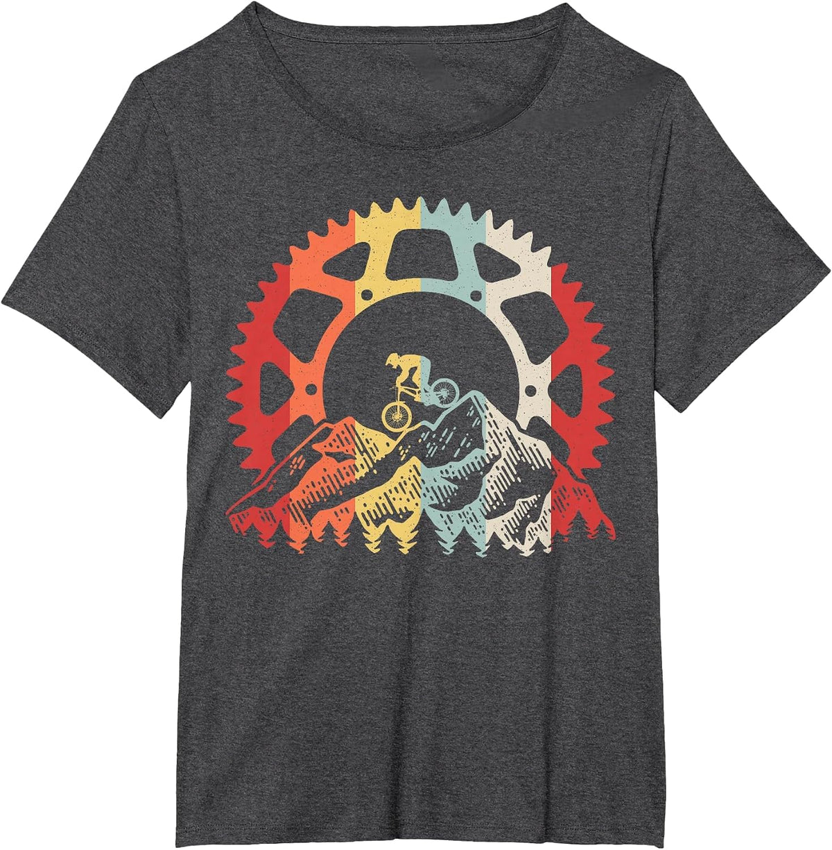 Mountain Biking Gear Retro Vintage MTB Bicycle Bike Rider T-Shirt - Dark Heather Grey