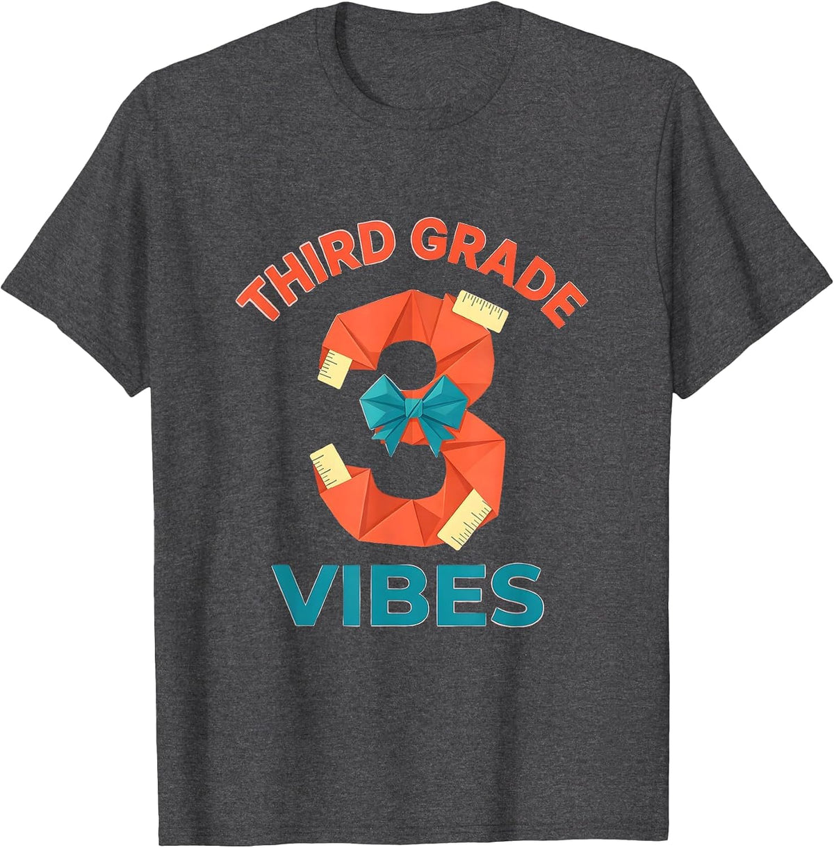 Third Grade Vibes Playful Coquette Bow Back To School T-Shirt - Dark Heather Grey
