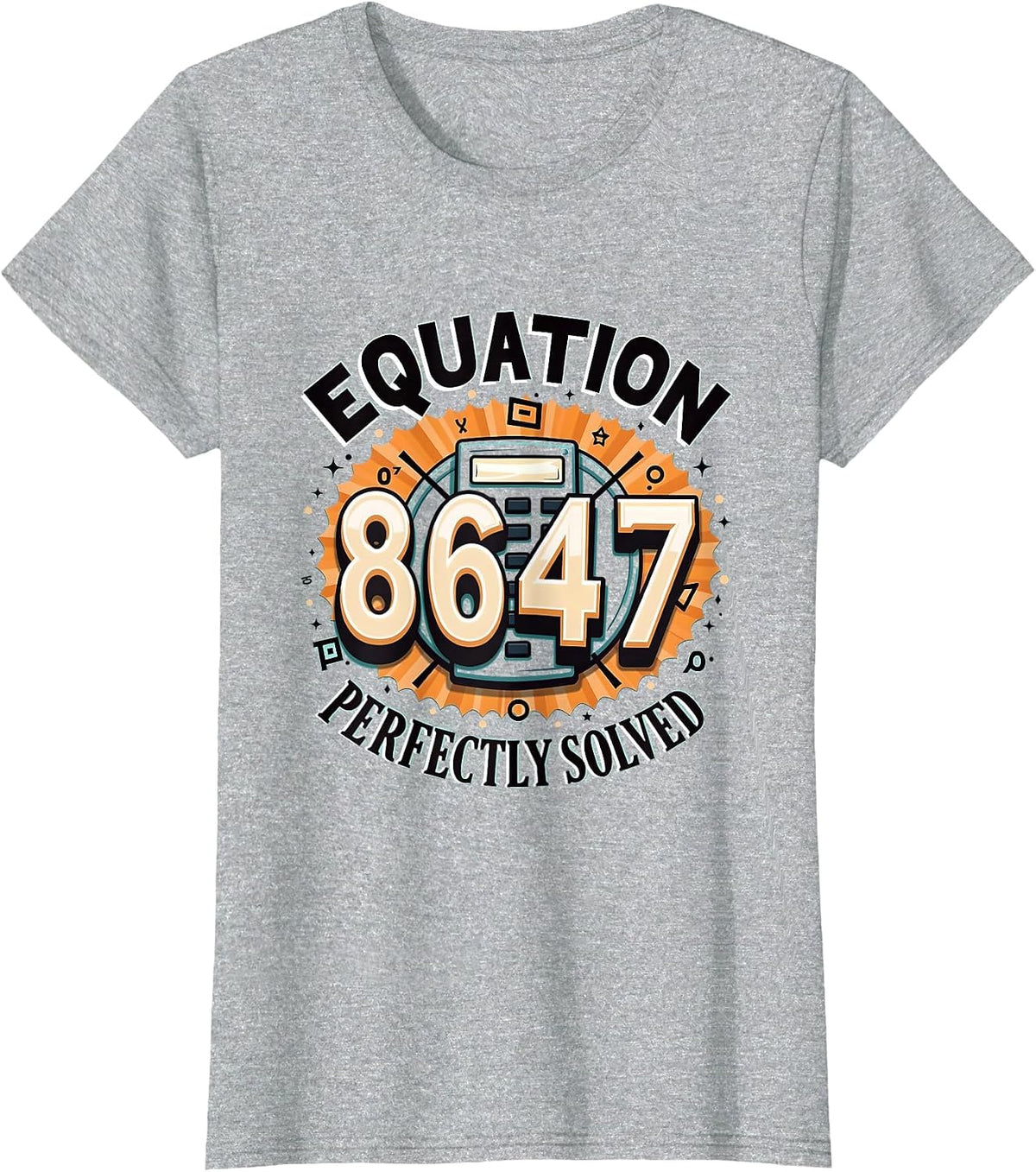 8647 Equation Perfectly Solved Mathematical Design T-Shirt - Heather Grey