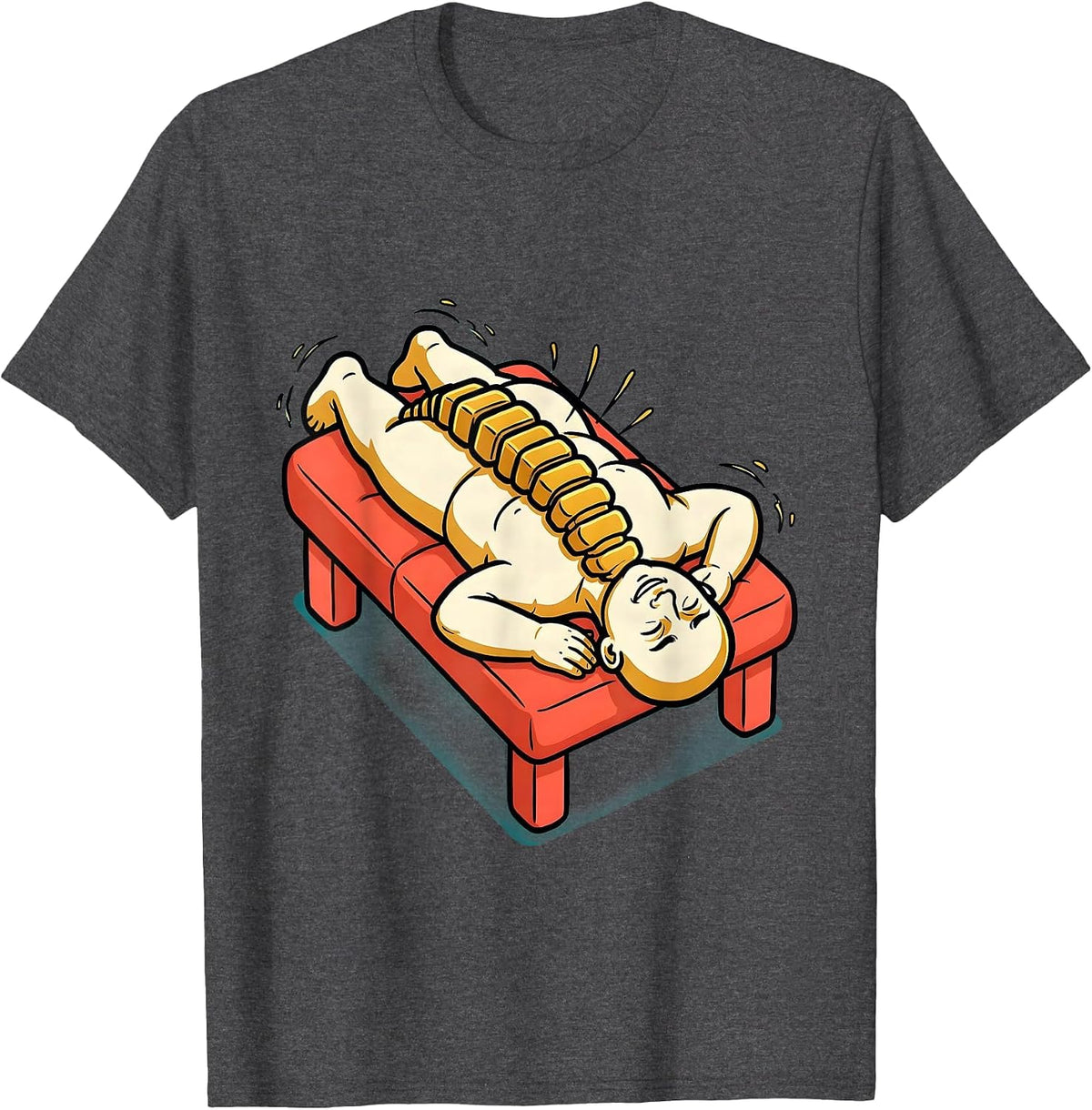 Physical Therapy Spine Alignment Massage Table Art T-Shirt - Dark Heather Grey