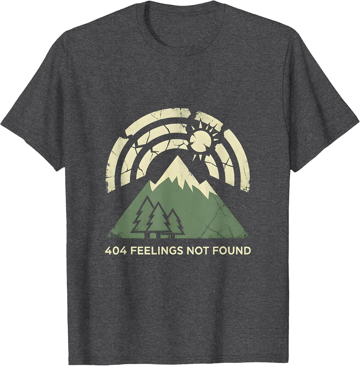 404 Feelings Not Found Funny Tech Humor Design T-Shirt - Dark Heather Grey