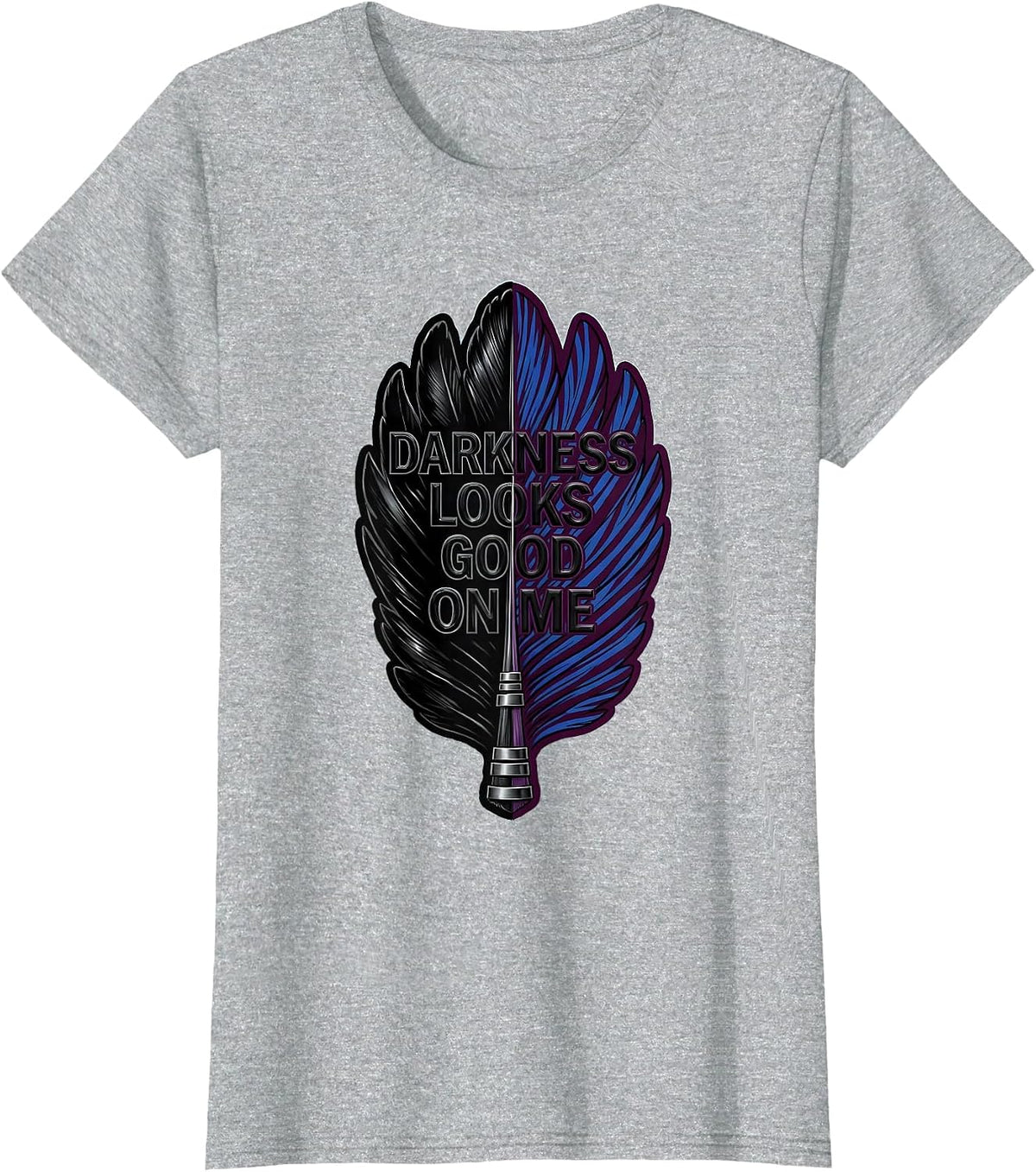 Darkness Looks Good On Me Raven Design T-Shirt - Heather Grey