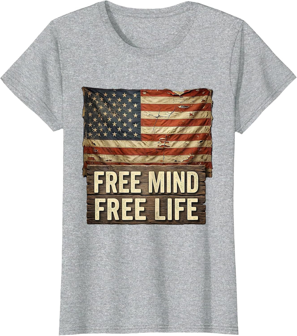 Women's Free Mind Free Life Freedom Graphic Design T-Shirt - Heather Grey