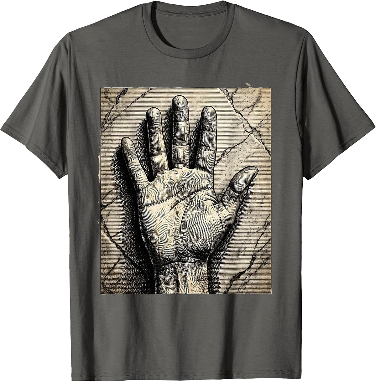 September 11 Memorial Hand on Engraved Stone T-Shirt - Asphalt Grey