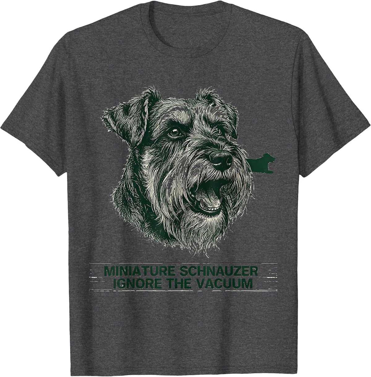 Men's Miniature Schnauzer Ignore The Vacuum Funny Dog Owner Humor T-Shirt - Dark Heather Grey