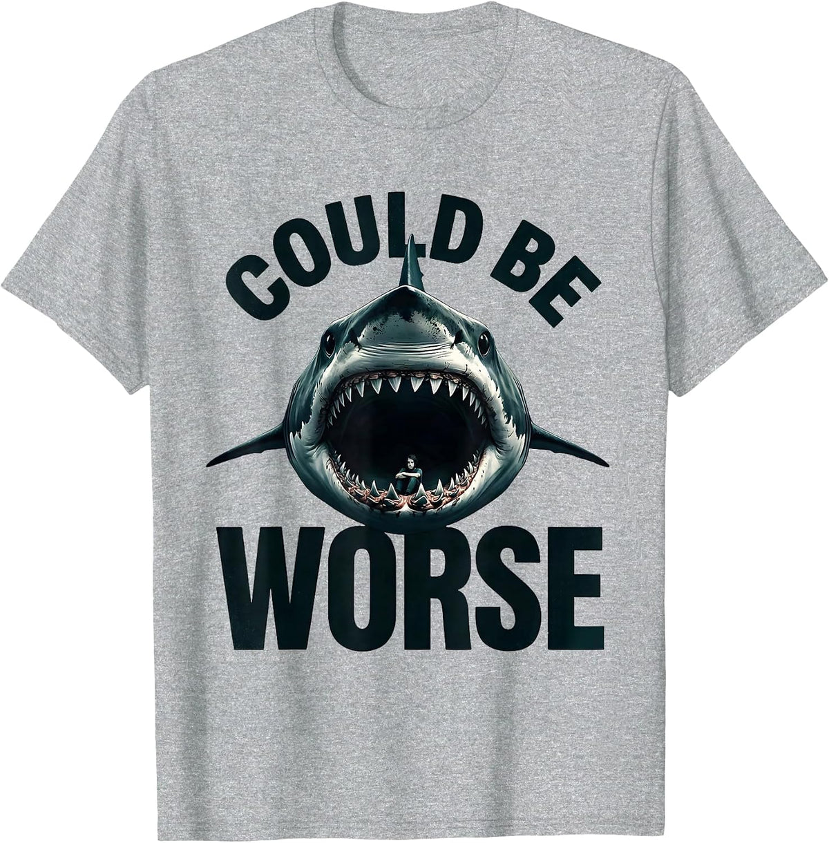 Men's Could Be Worse Funny Shark Jaw Halloween Costume T-Shirt - Heather Grey