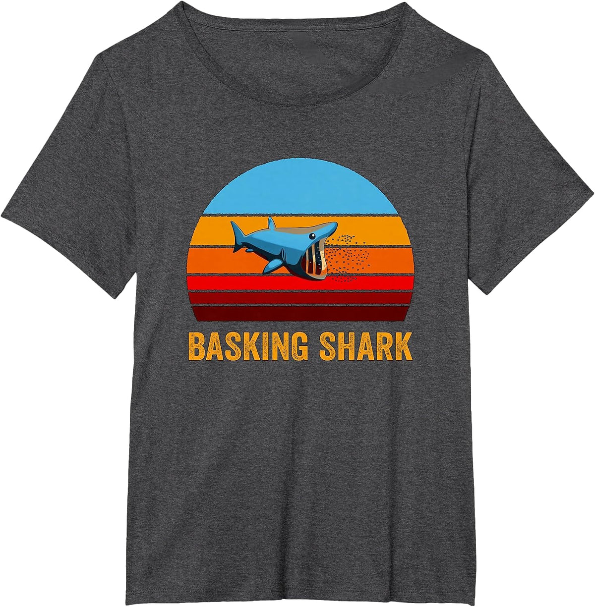 Retro Vintage Style Sunset Basking Shark T-Shirt - Dark Heather Grey