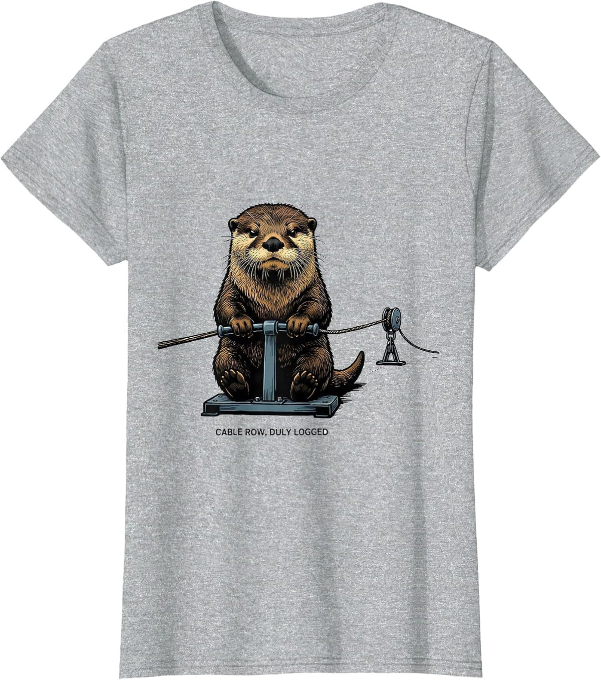 Cable Row, Duly Logged Funny Gym Workout Weightlifting Humor T-Shirt - Heather Grey